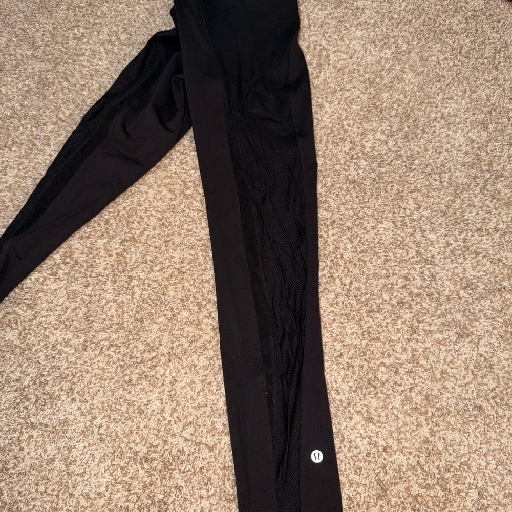 Lululemon leggings with side mesh panel